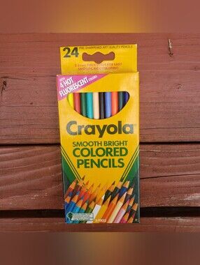 1992 Crayola Smooth Bright Colored Pencils - 24 ct - 4 Hot Fluorescent Colors